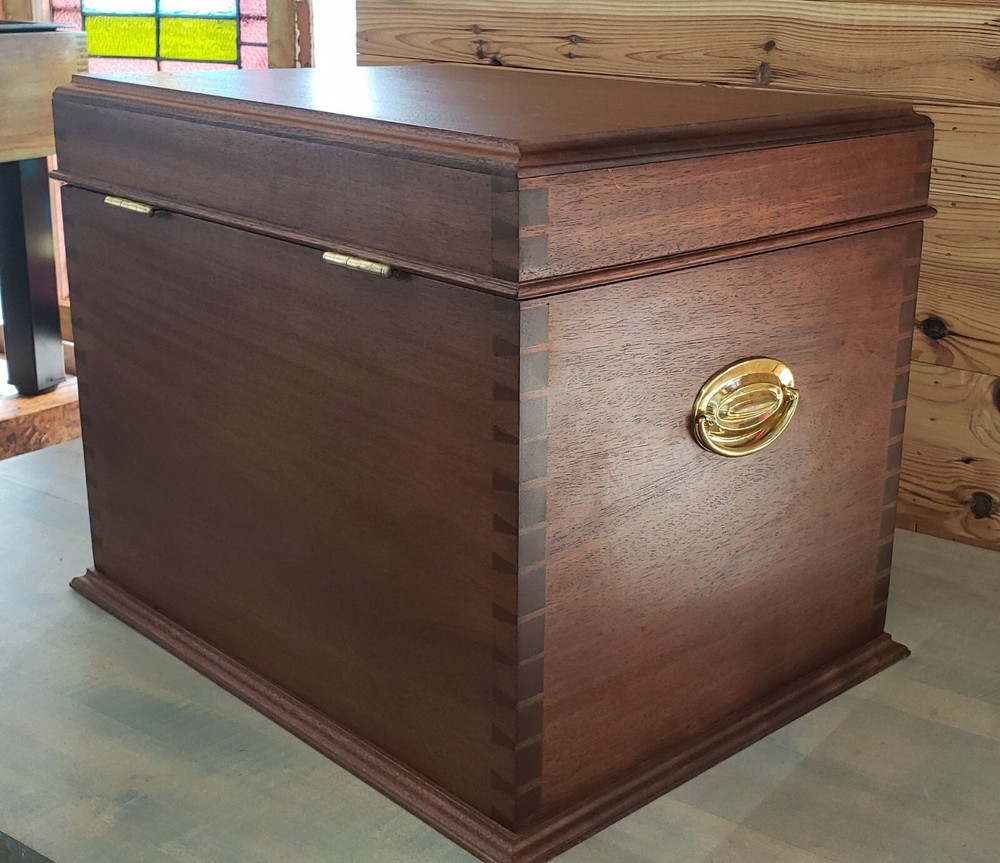 Custom Handcrafted Mahogany Wine Cellarette with Lock & Key