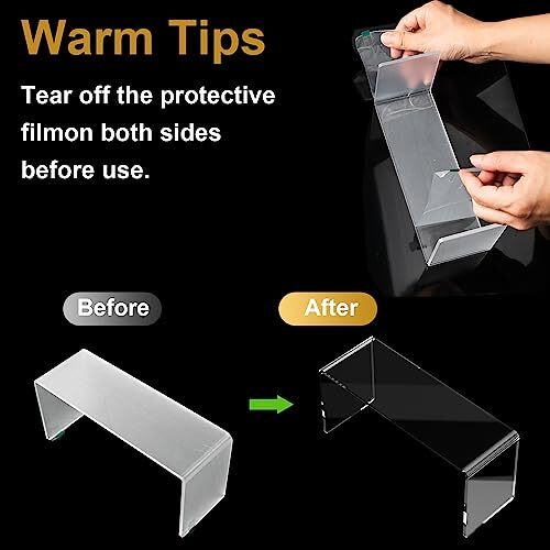 6 Pack Clear Acrylic Display Risers 3 Large Sizes for Shelf Dessert Cupcake