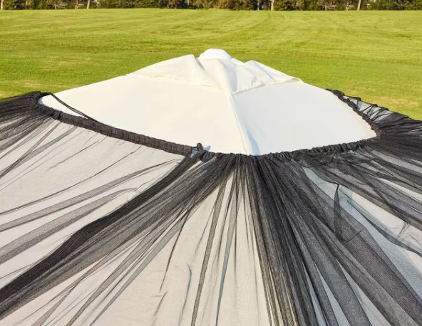 10-11 FT Outdoor Patio Umbrella Mosquito Net, Polyester Black Mesh Screen