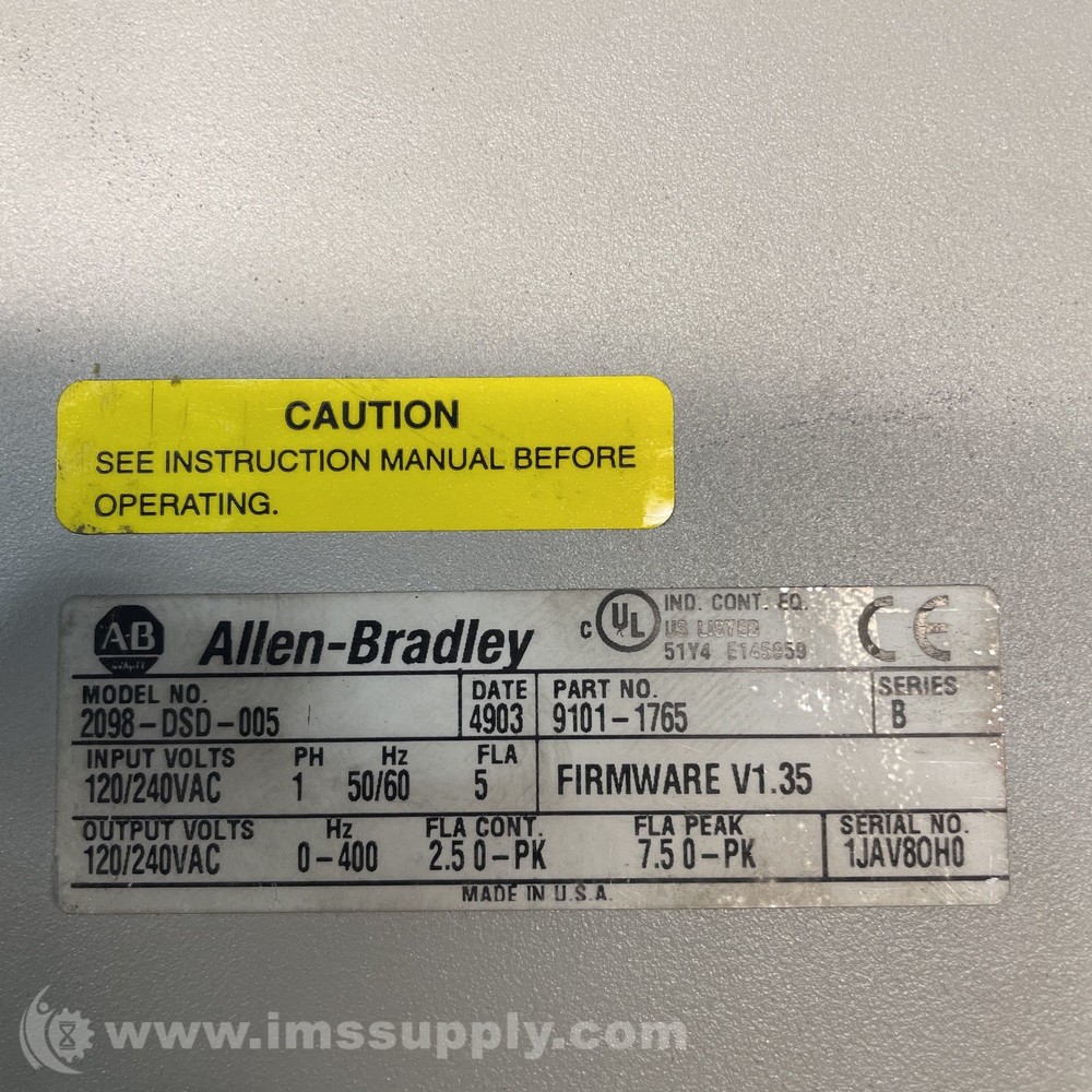 Allen Bradley 9101-1765 Servo Controller USIP