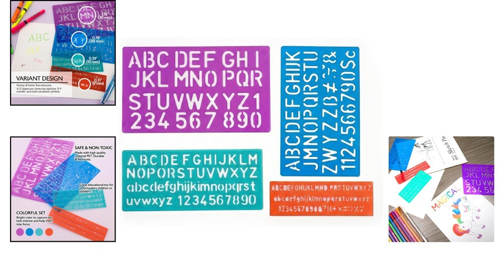 Professional Letter & Number Stencils Set - 4 Sizes for All Creative Projects