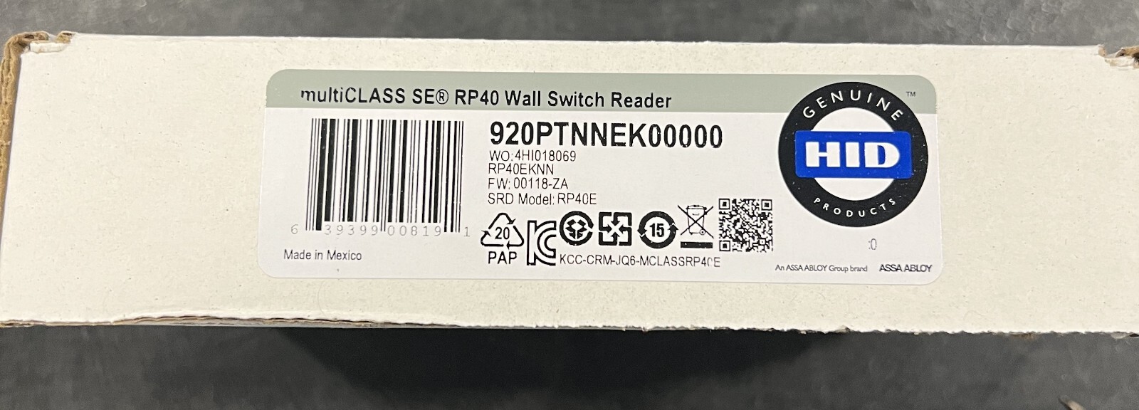 920PTNNEK00000 HID multiCLASS Reader SE RP40 Wall Switch Mount New Assa Abloy