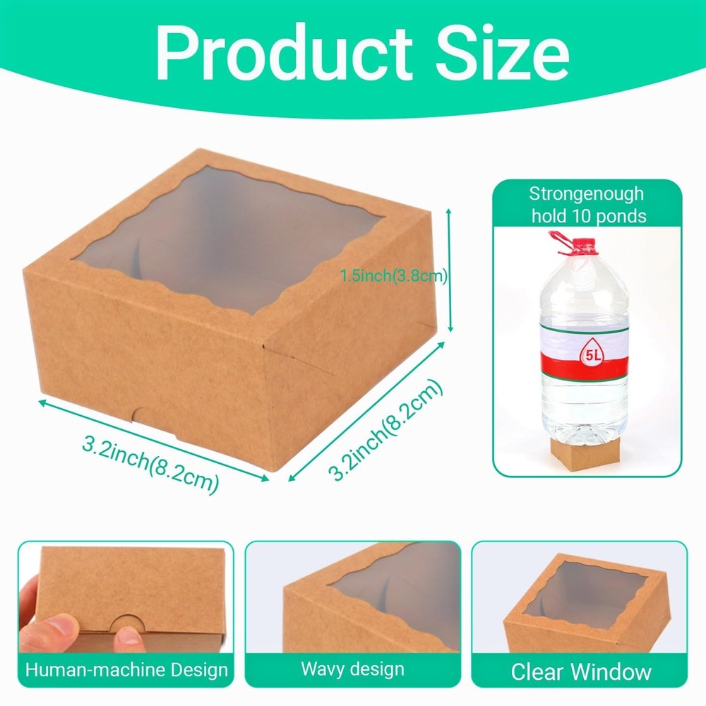 RomanticBaking 3 ¼"X3 ¼"X1 ½"50PCS Chocolate Truffle Boxes for 4 Mini Bakery