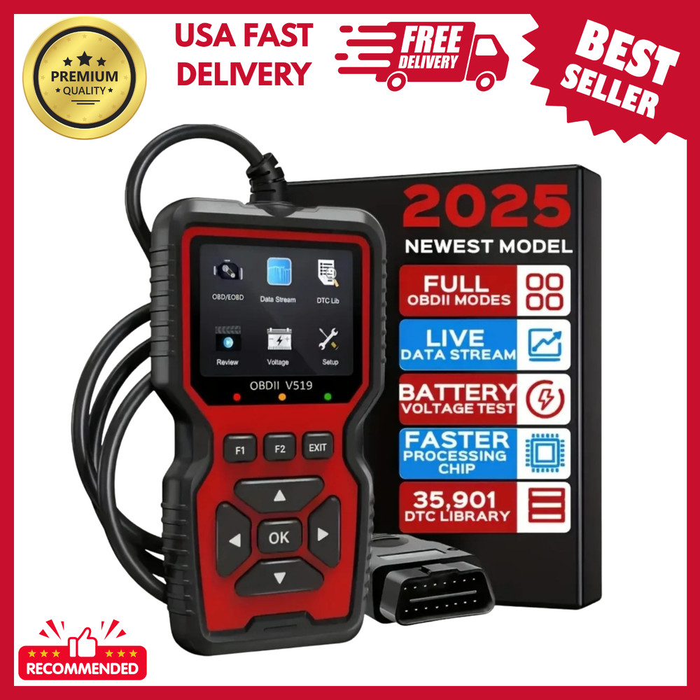 Professional OBD2 V519 Scanner - 2026 Upgraded OBDII + CAN Code Reader US