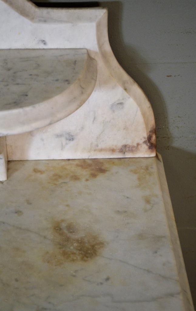 Antique Victorian Carved Pull Marble Top Commode #22539