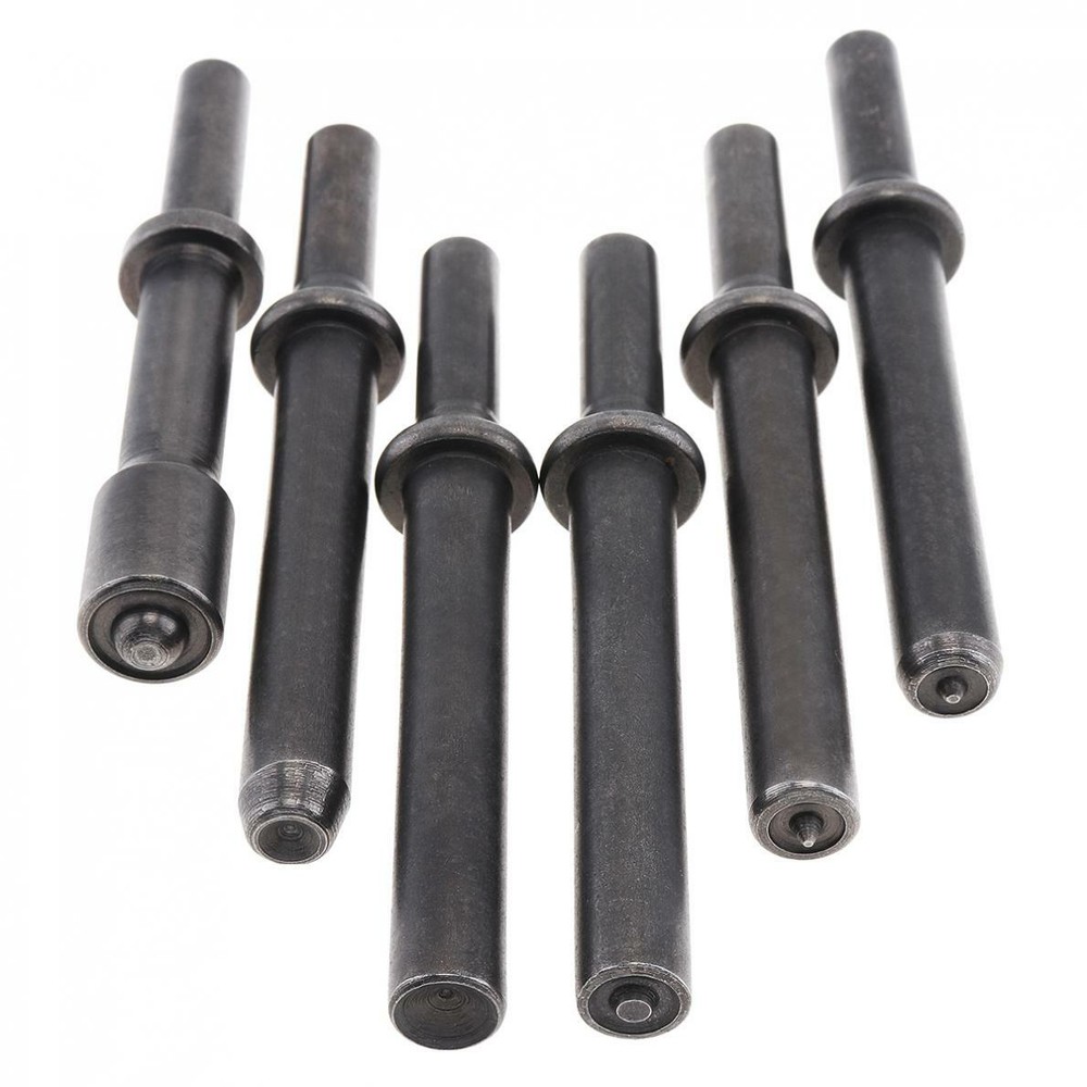 6pcs/set Hard 45# Steel Solid Air Rivet Impact Head Support Pneumatic Tool
