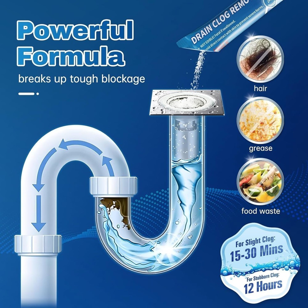 Vacplus Drain Clog Remover | 18-Pack Powerful Sink Cleaner & Deodorizer