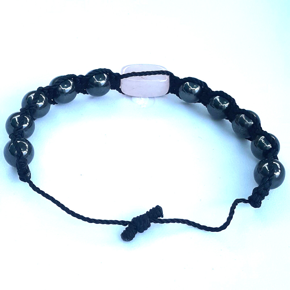 Protection Bracelets Rose Quartz with Magnetic beads in black string