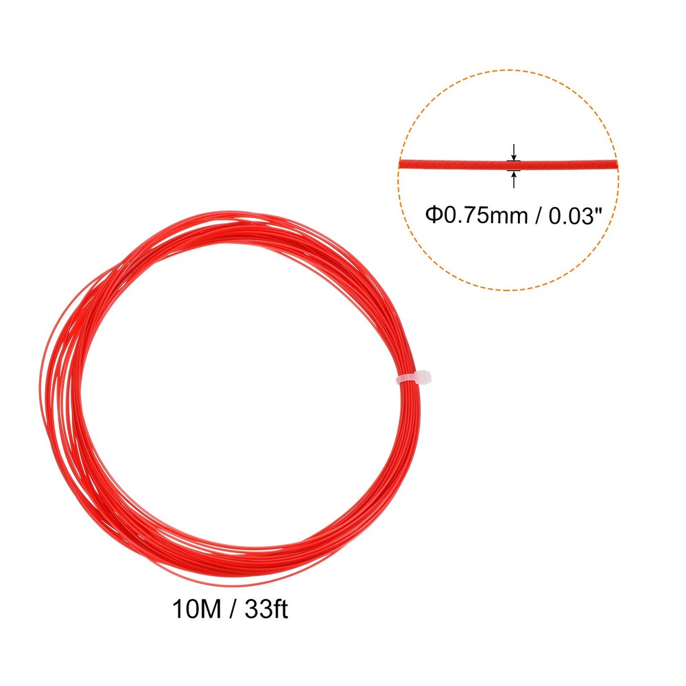 10Mx0.75mm Badminton Racket Rope, 2pcs High Flexibility Nylon Rope, Red