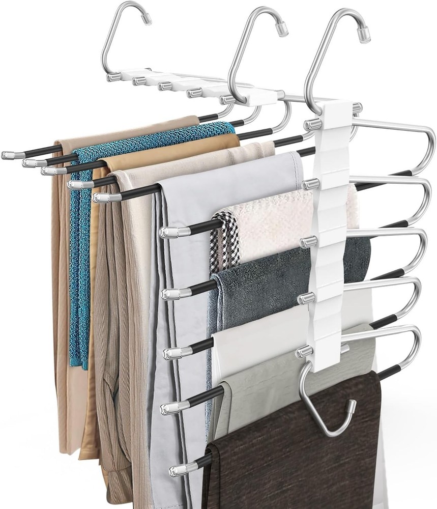 2 Pack Pants Hangers Space Saving, Anti-Slip Multi-Functional 2 Pack, White