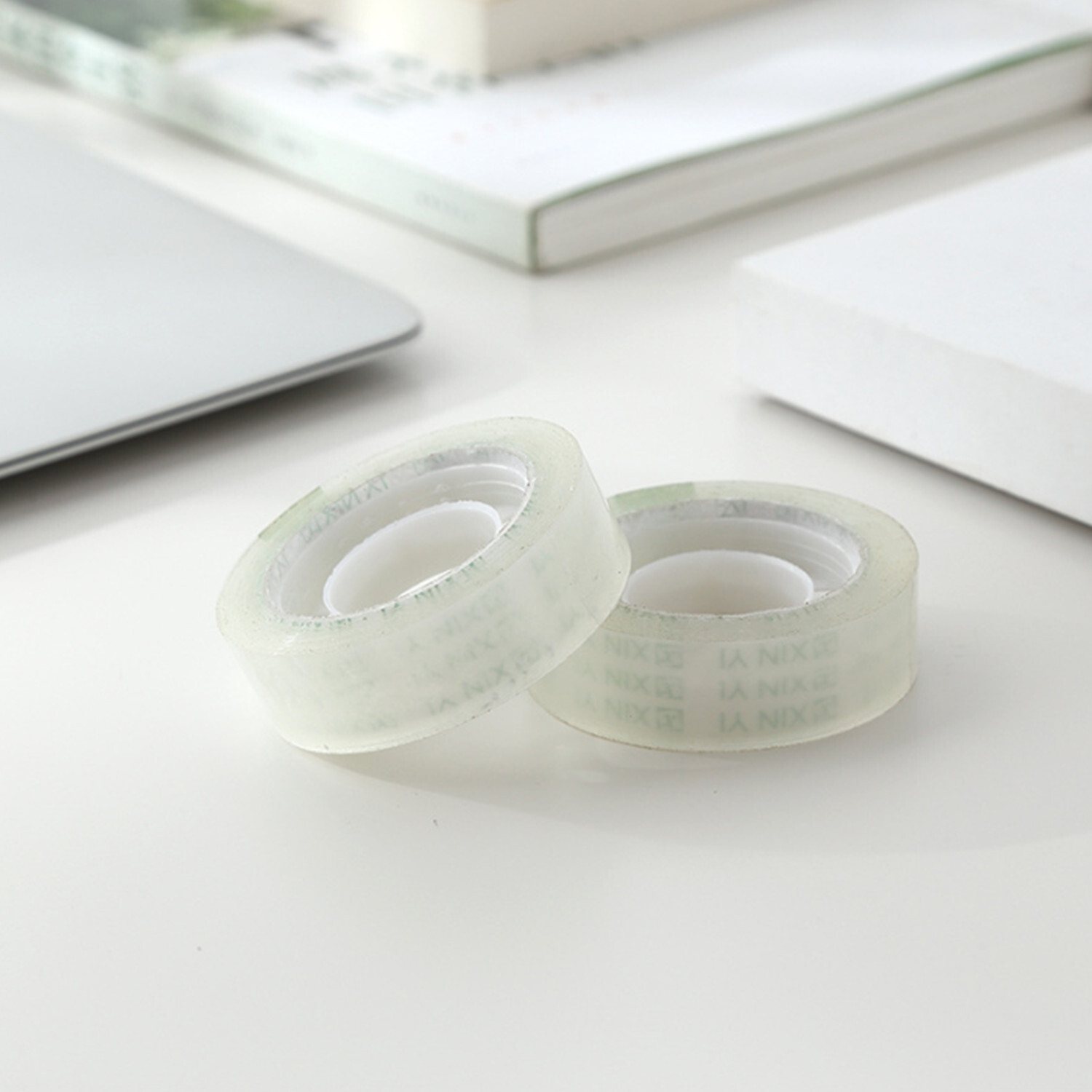 100 Rolls Crystal Small Clear Transparent Tape Dispenser Refill 3/4" x 1000"