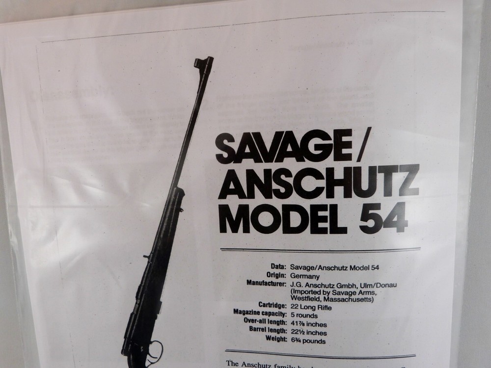 SAVAGE / ANSCHUTZ MODEL 54  RIFLE BREAK DOWN INSTRUCTION KIT