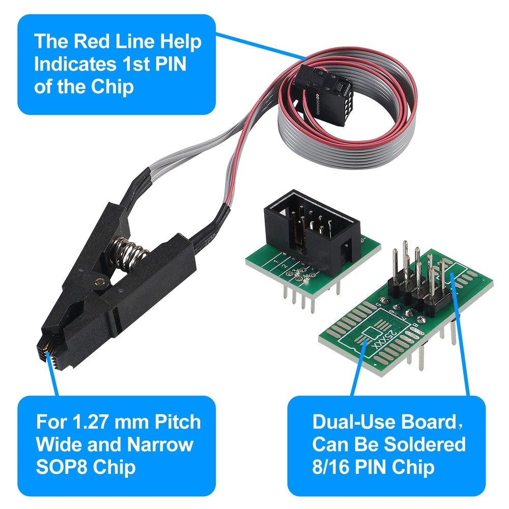 EEPROM BIOS USB Programmer CH341A + SOIC8 Clip + 1.8V Adapter + SOIC8 Adapter