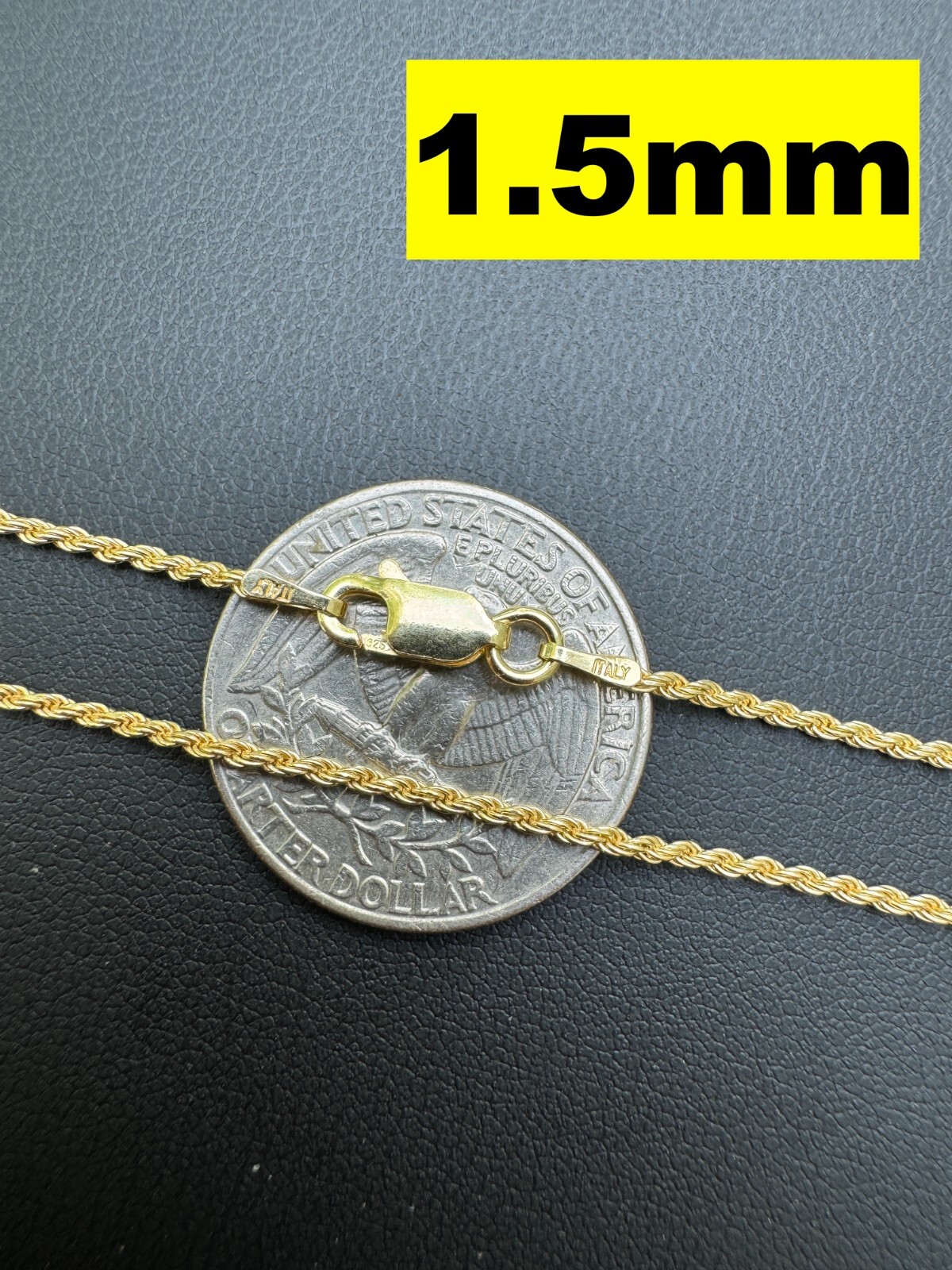 Men's Women's Real 14k Gold Plated Solid 925 Sterling Silver Rope Chain 1.5-5mm