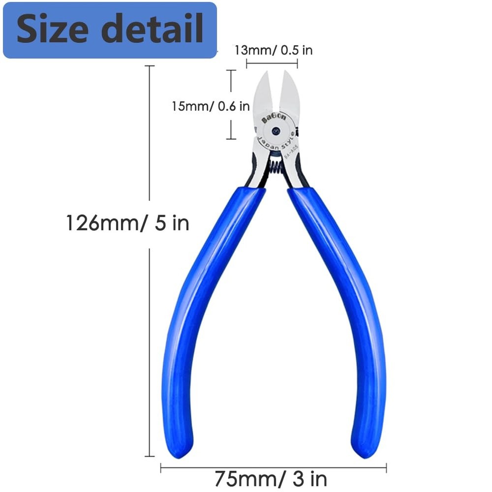 Wire Cutters, 5 Inch Precision Diagonal Cutters, Spring Loaded Side Cutting P...