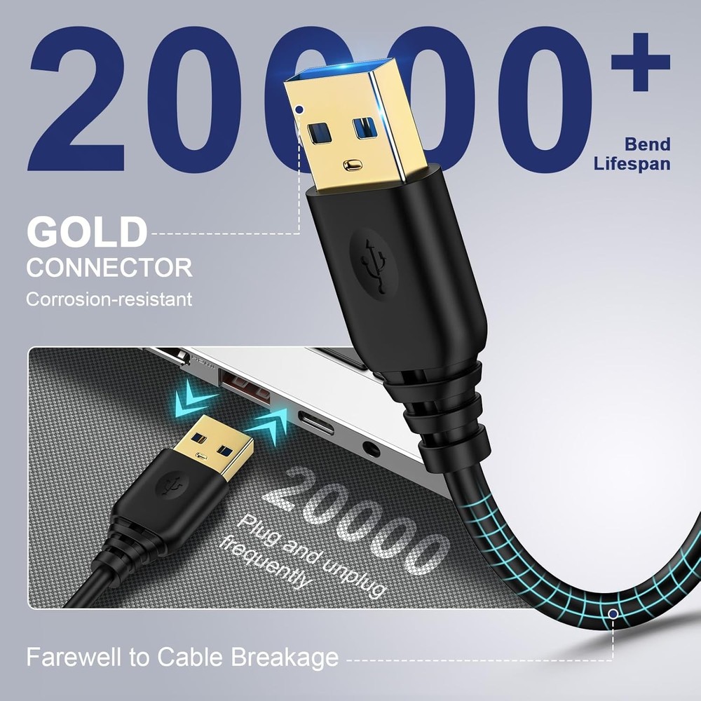 USB to Cable 6FT,USB 3.0 Type A Male A 6FT, Black