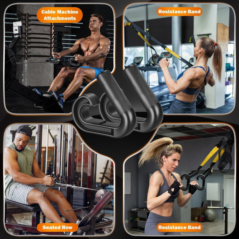 Neutral Grip Handle Attachment for Pull-up Bars, 1 Pair Portable Hooks Black