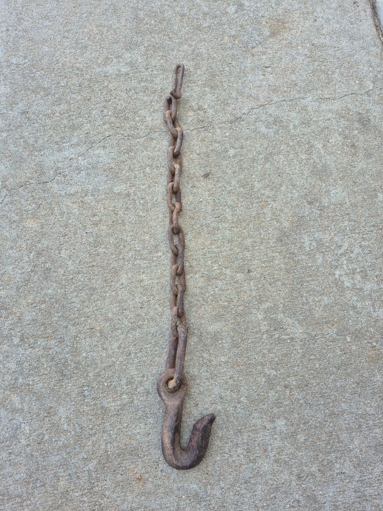 Hand Forged Hook & Chain Primitive Blacksmith Made 32" long!