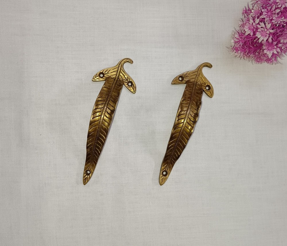 Leaf Design Home Window Pull Set Brass Gardening Themed Door Handle Decor CA155