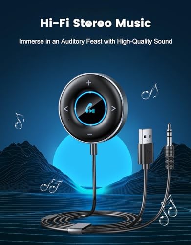 Bluetooth AUX Adapter for Car, [Plug and Play] Bluetooth 5.3 Receiver, 3.5mm
