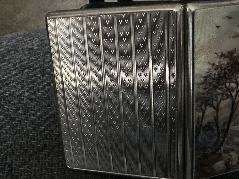 STERLING SILVER HAND PAINTED CIGARETTE CASE 1784-1883