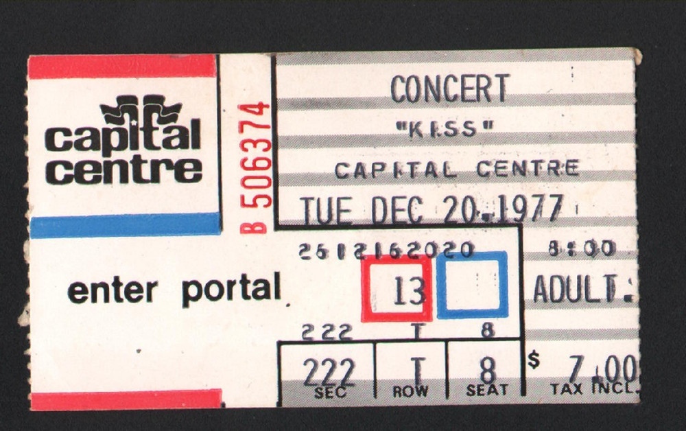 KISS CONCERT TICKET STUB DEC 20 1977 CAPITAL CENTER LANDOVER MD ALIVE II TOUR
