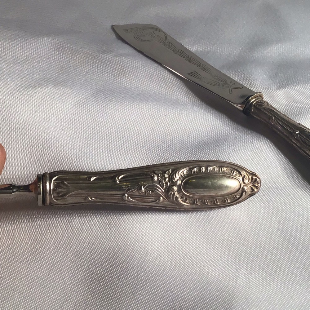 OLD CAKE SLICER AND SERVER, SILVER PLATED, HIGHLY DETAILED