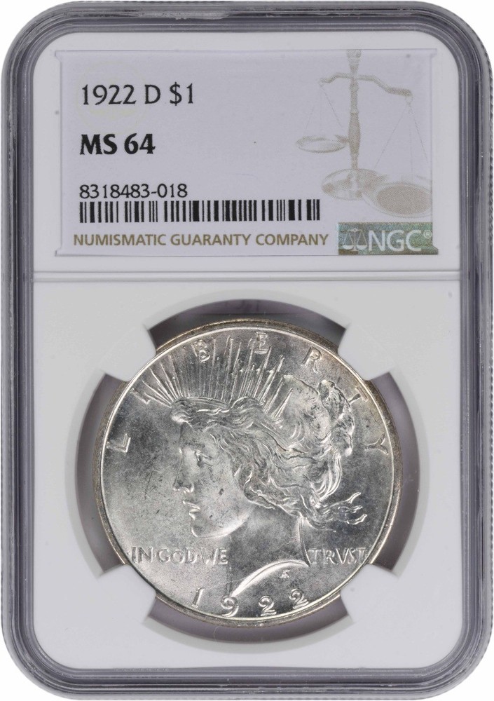 1922-D Peace Silver Dollar MS64 NGC