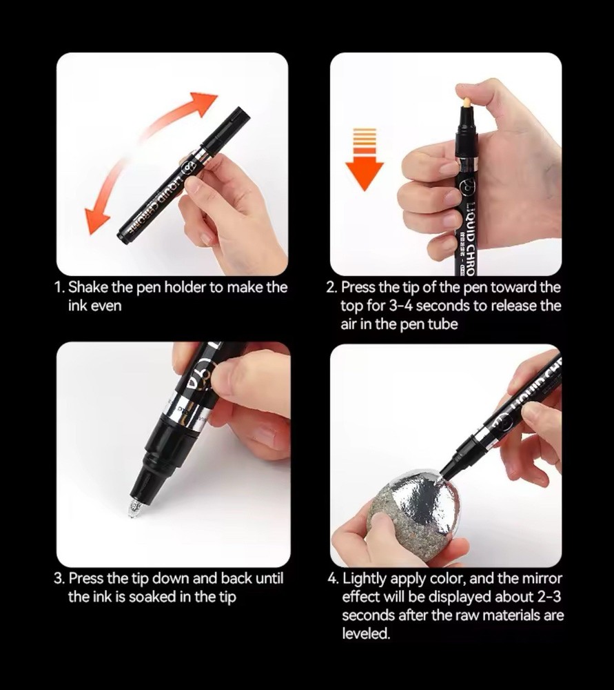 Oil-based Chrome Marker Pen High Gloss Silver 1 mm