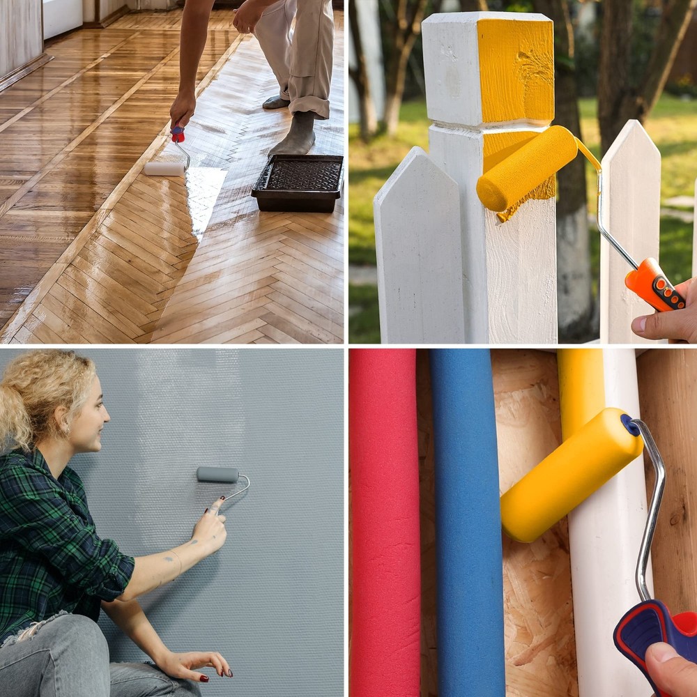 WORKPRO 12Pack Foam Paint Roller 4 inch Mini Paint Roller Small Paint Roller Kit