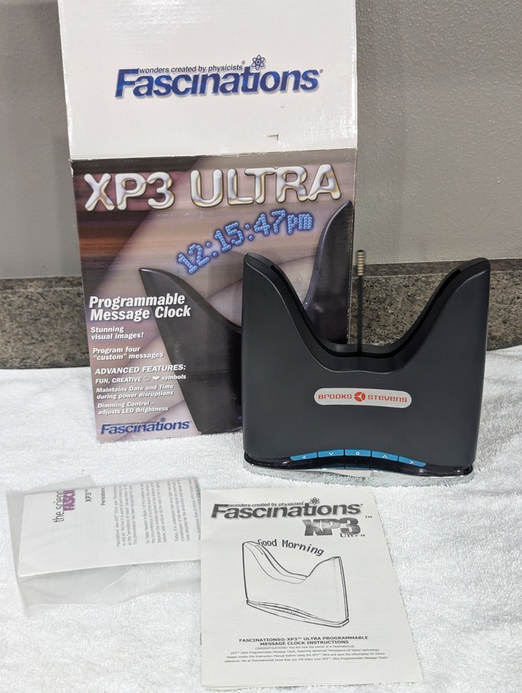 Vintage Fascinations XP3 Programmable Floating Message Clock Calendar w/ Box EUC