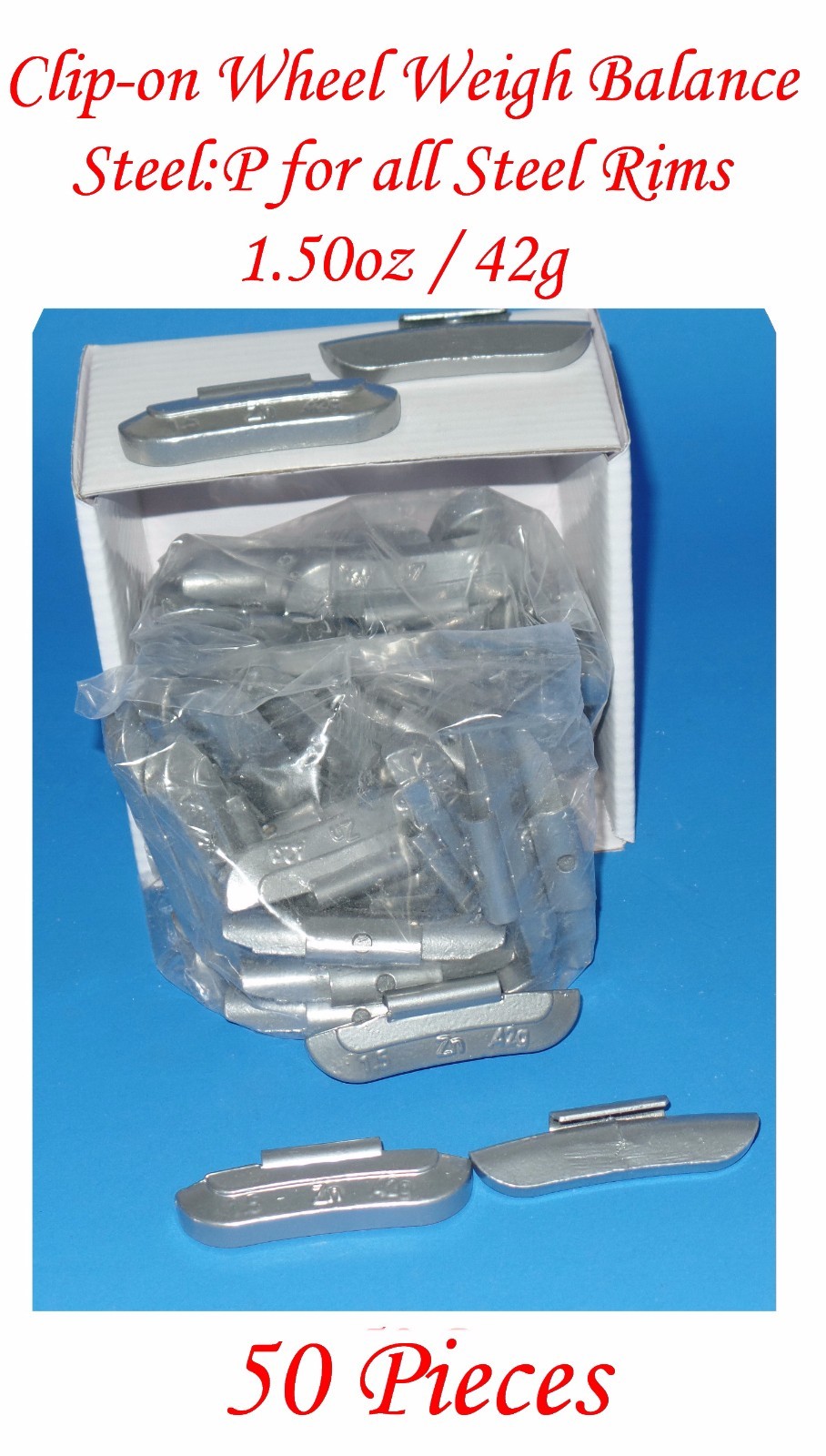 ASSORTMENT 300 Pcs CLIP-ON WHEEL WEIGHT BALANCE P 0.25 0.50 0.75 1.0 1.25 1.50z