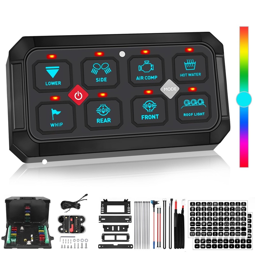 MAYELLO RGB 8 Gang Switch Panel w/Memory Function Auto-Dimmable Switch Panel ...