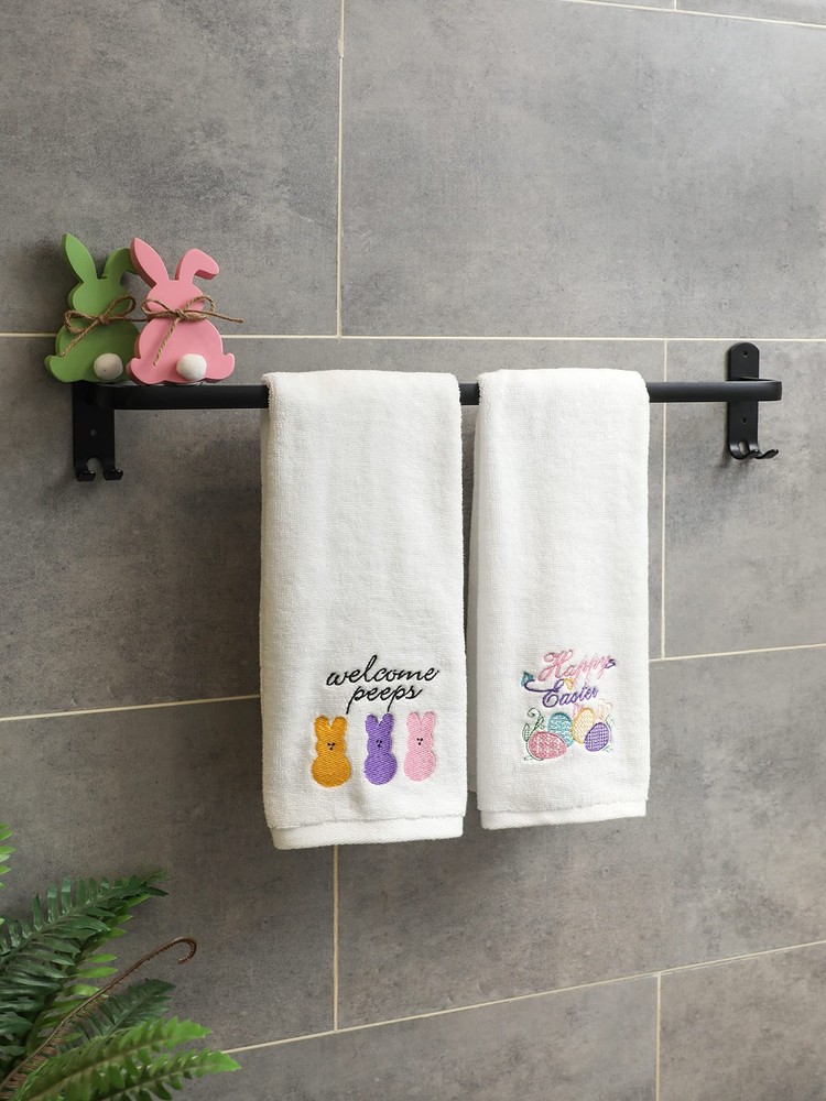NEWLIGHTURE Easter Hand Towels 100% Cotton Embroidered Small, Easter.egg