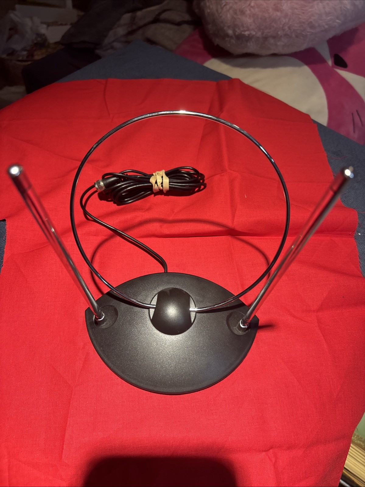 TV Antenna Television Rabbit Ears Coaxial Cable Black Extend To 35in Free Ship