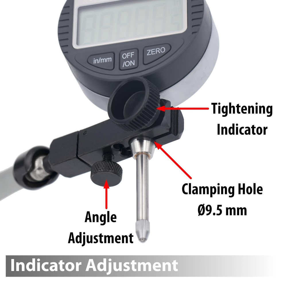 Clockwise Tools Digital Indicator with Magnetic 0-1"/25.4MM, Silver, Grey