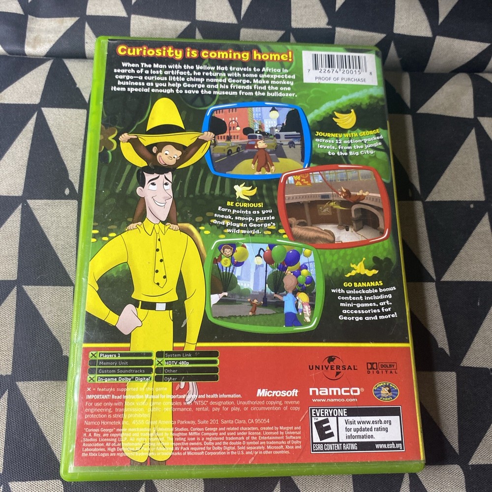 Curious George (Microsoft Xbox, 2006) Case And Manual Only