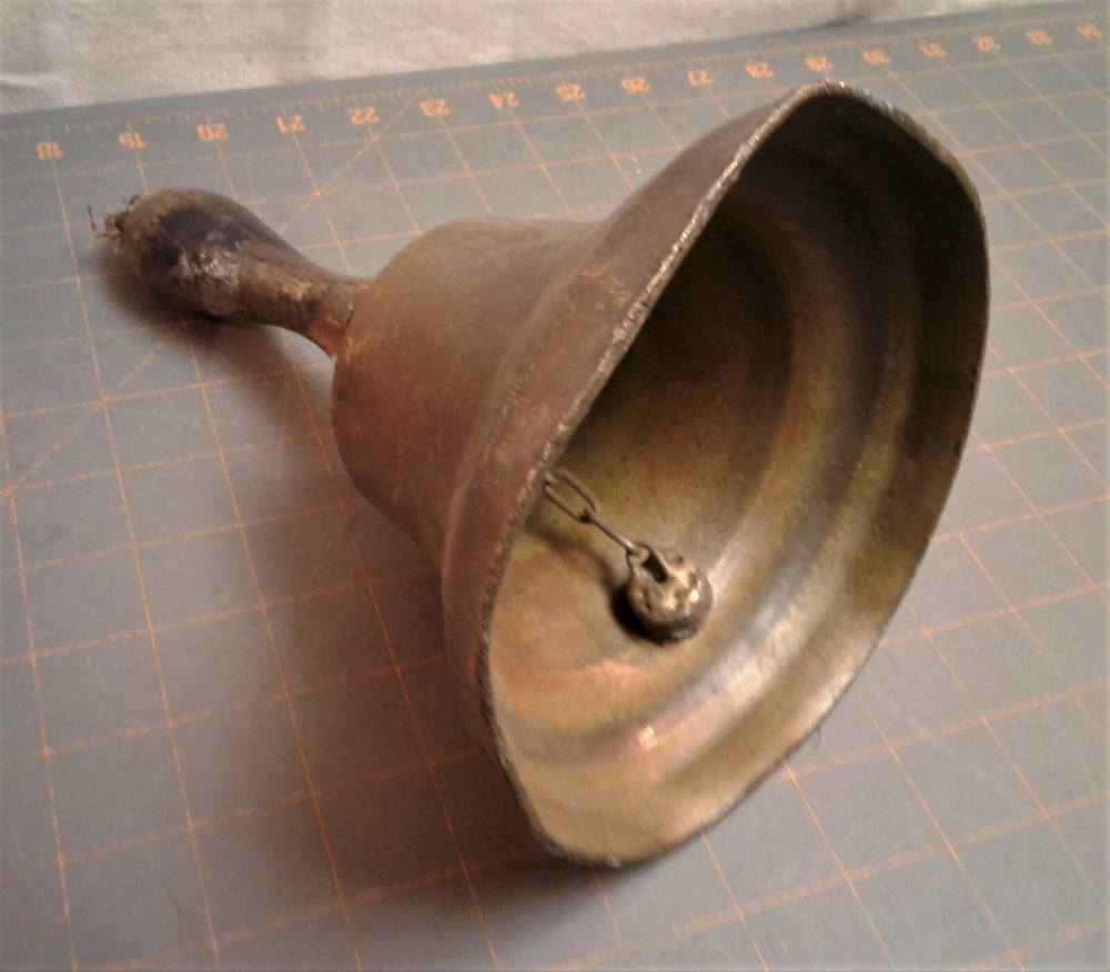 Antique Primitive Brass Hand Held School Bell