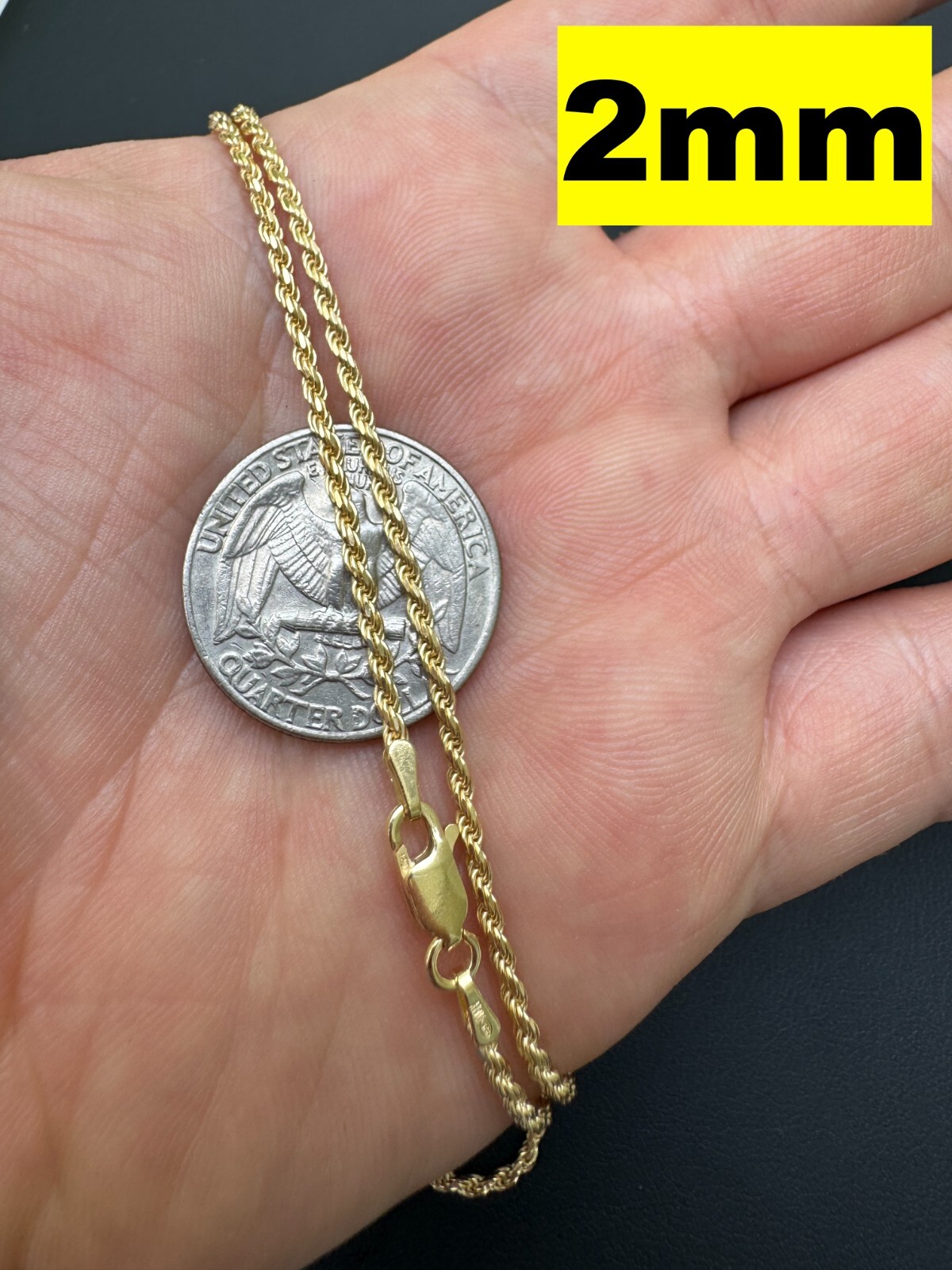 Men's Women's Real 14k Gold Plated Solid 925 Sterling Silver Rope Chain 1.5-5mm