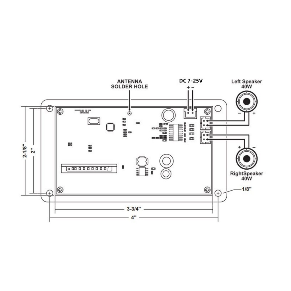 Bluetooth 5.0 Amplifier Decoder Board 2*40W 7-25V MP3/WMA/WAV/FLAC/APE