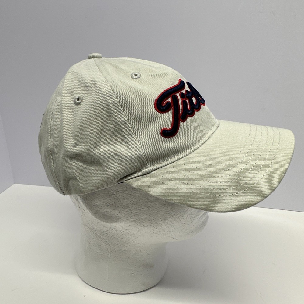 Titleist Golf Strap Back Hat Beige Cap Embroidered #1 Lynch Adjustable