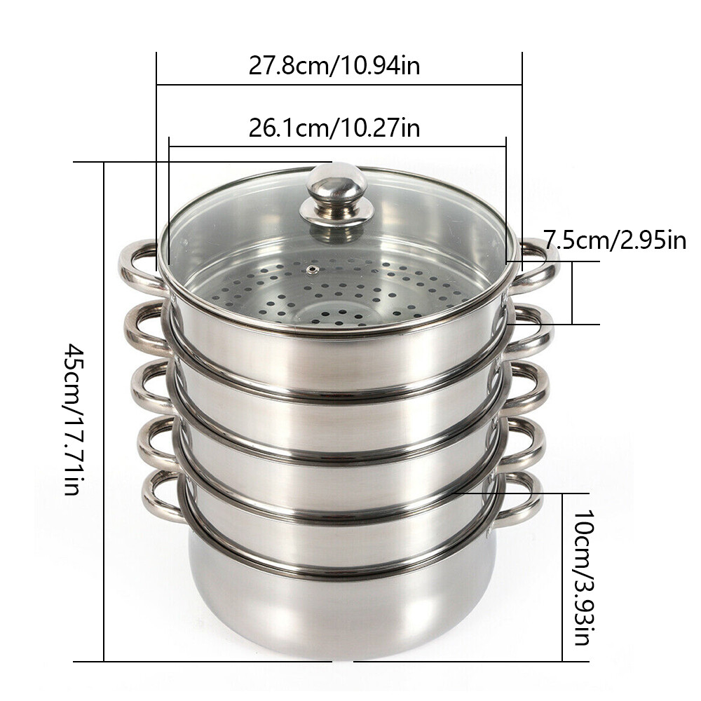 5-Layer Pot Steamer Multi-Layer Cookware Pot Cookware Stainless Steel Pot 28cm