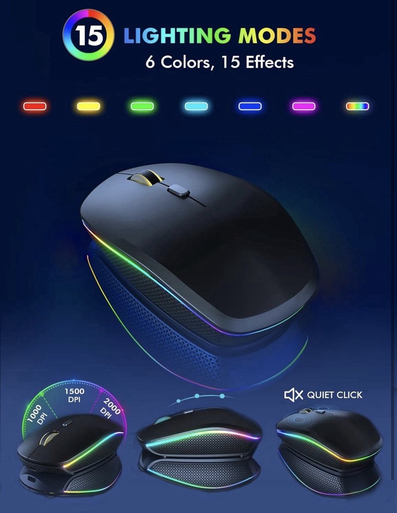 Trueque Wireless Keyboard and Mouse Combo, RGB Backlit, Rechargeable Full Size