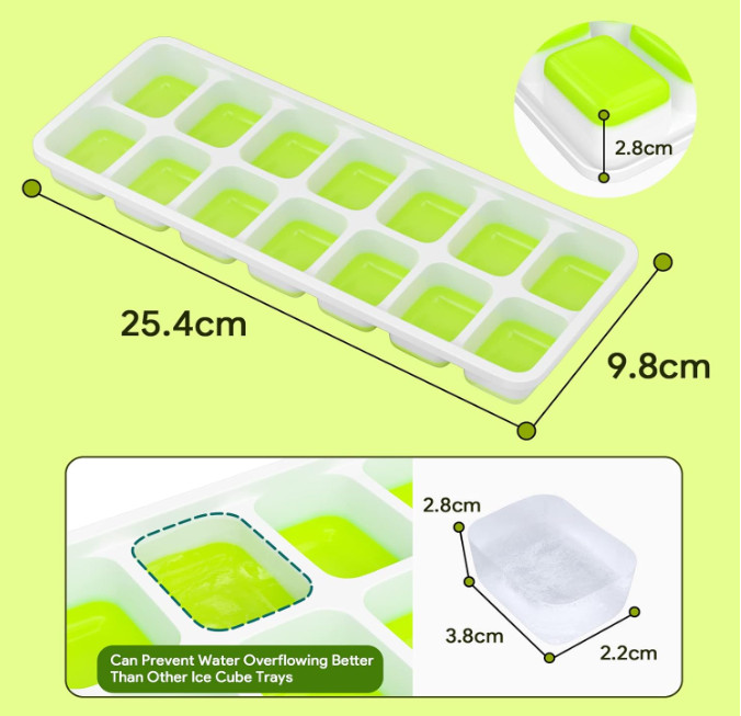 Ice Cube Tray with Lid, 4 Pack Durable Stackable Ice Cube Trays for Freezer with