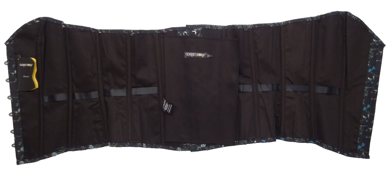 NWT Corset Story 44 Ditsy Floral Printed Overbust Spiral Steel Bone Navy Flowers