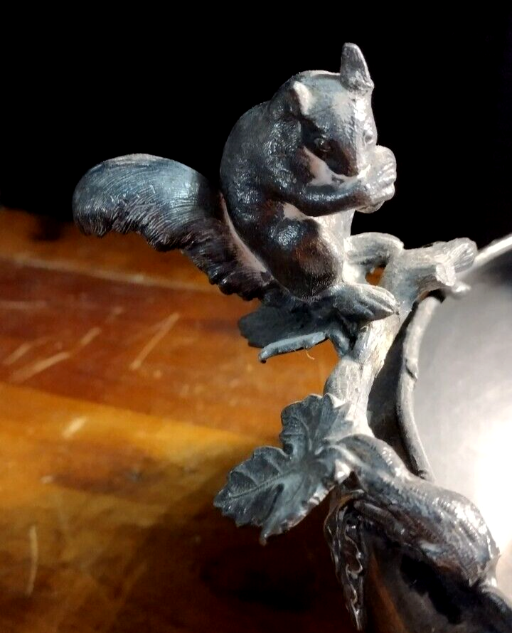 VICTORIAN SILVERPLATE FIGURAL SQUIRREL NUT BOWL EUREKA SILVER CO.