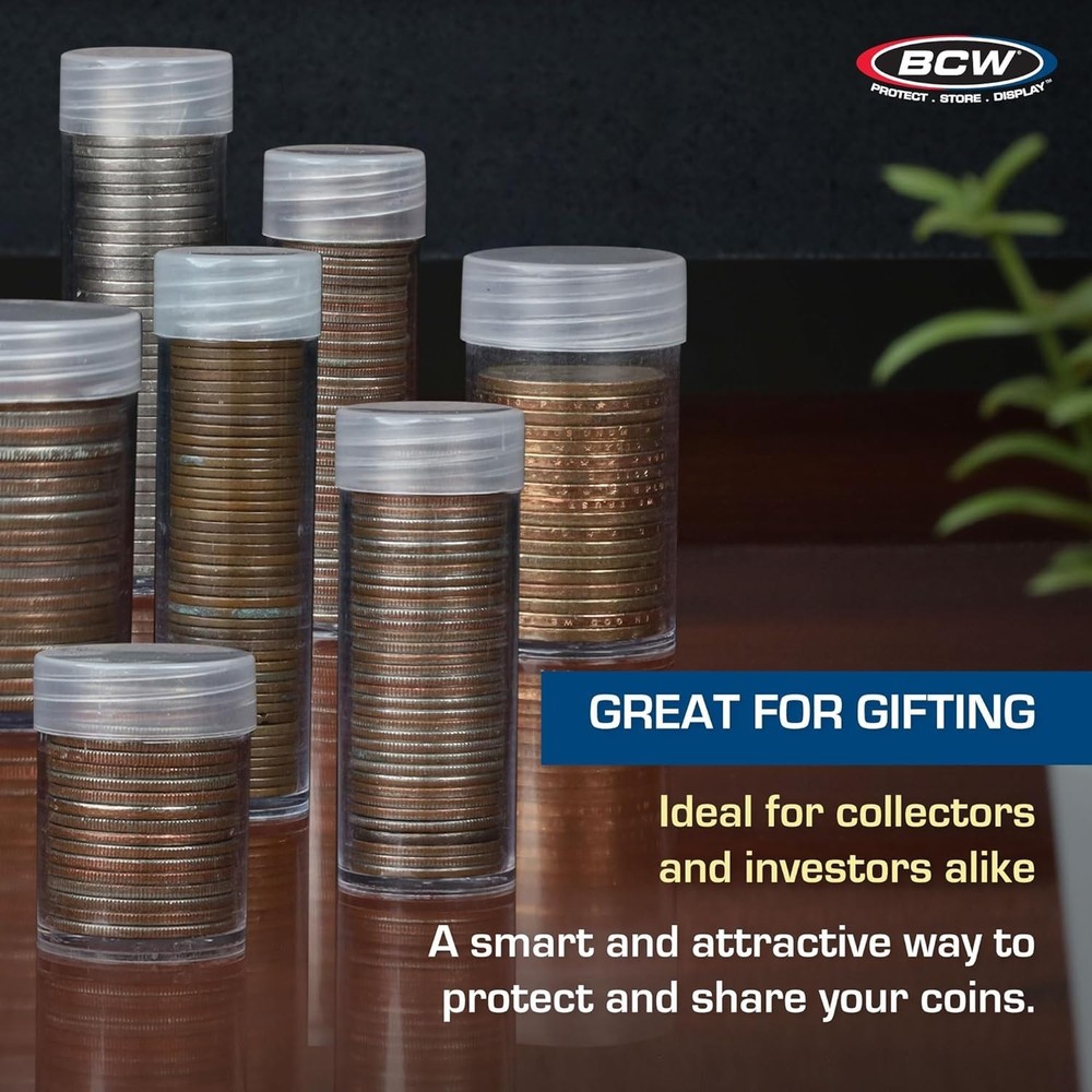 Coin Tubes for Silver Dollars - 10 Pack | Holds "Eisenhower" Dollar | Durable...