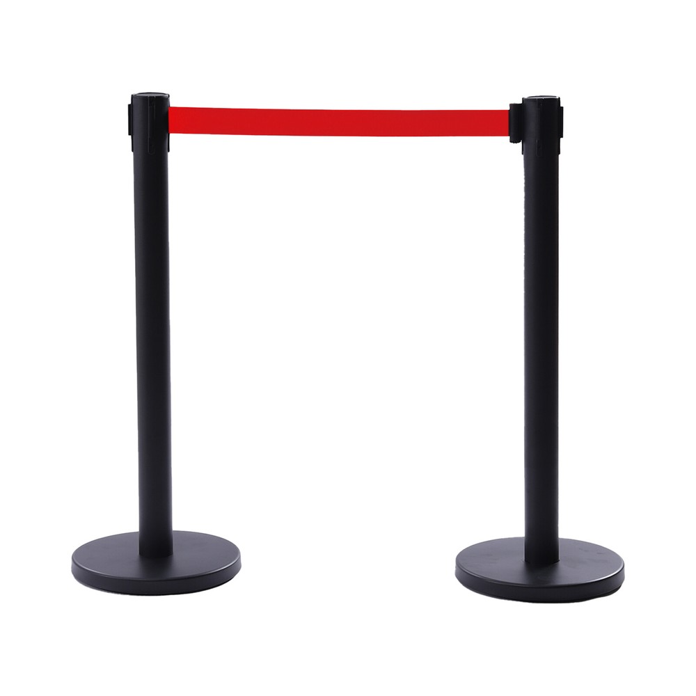 6PC Crowd Control Barrier Stanchion Set Posts Queue Pole Retractable Belt