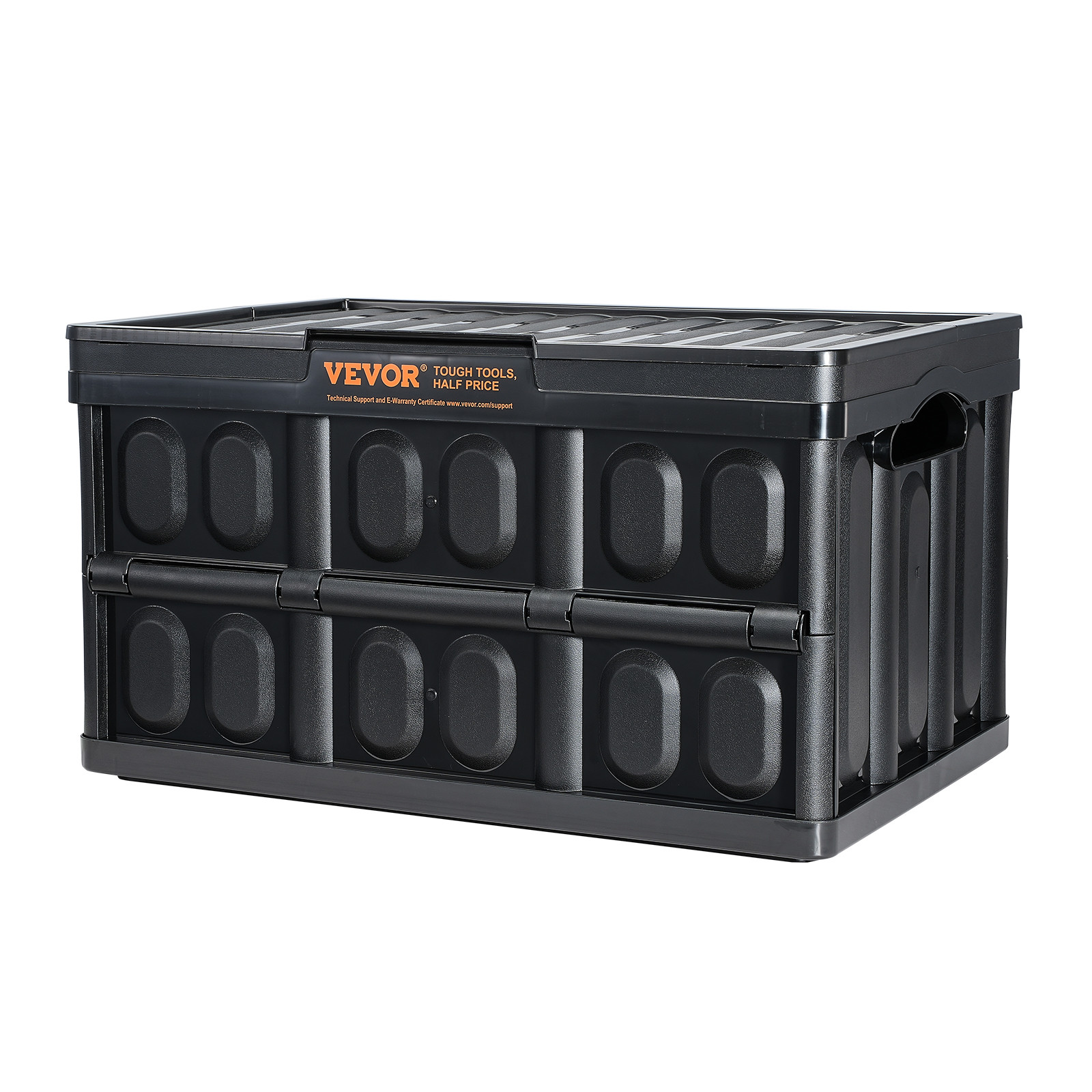 VEVOR Collapsible Storage Bins with Lids Folding Stackable Containers 45L 3-Pack