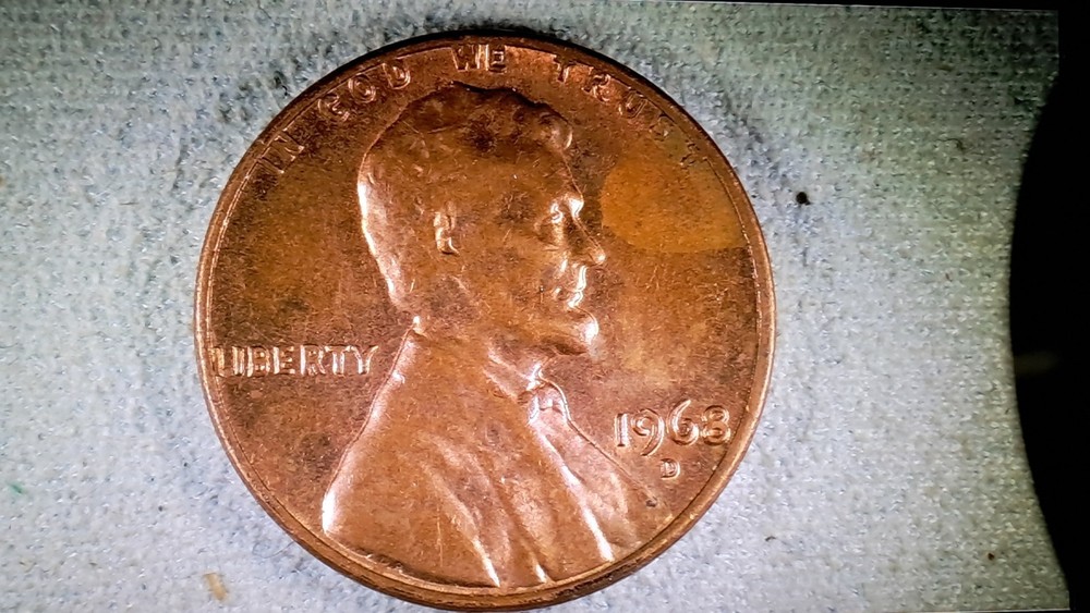 1968,MACHINE DOUBLED OBVERSE Possible Planchet Error, 1968 D, Red #611